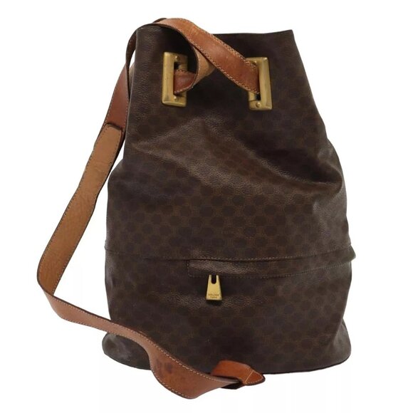 CELINE Macadam Canvas Shoulder Bag PVC Leather Brown - Picture 16 of 16